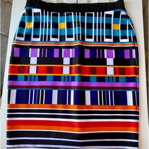 Vintage New Directions Stretch XL Pencil Skirt Career Colorful Geometric